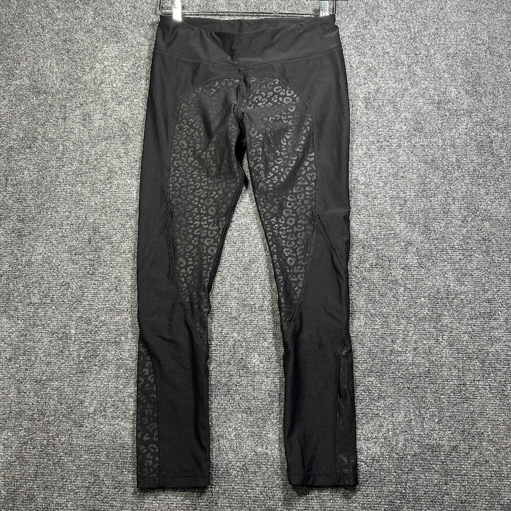 Betsey Johnson Compression Pants Womens Medium Black Animal Print Reflective Run